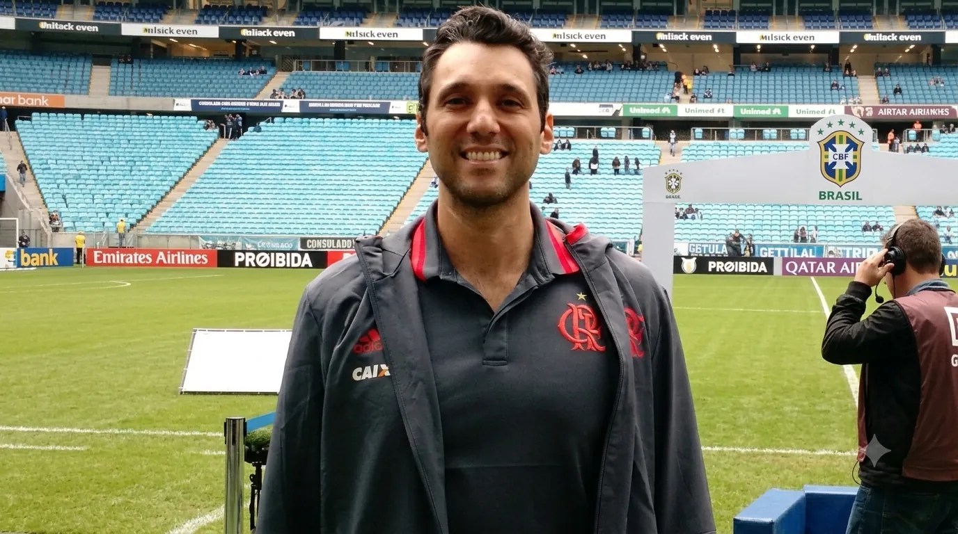 Peterson Mendes no estádio, ex-nutricionista do Flamengo